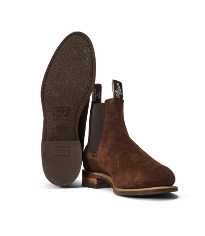 Turnout boot brown suede leather