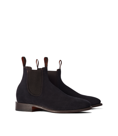 Heritage Craftsman boot dark navy suede leather