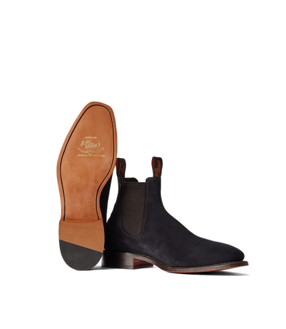 Heritage Craftsman boot dark navy suede leather