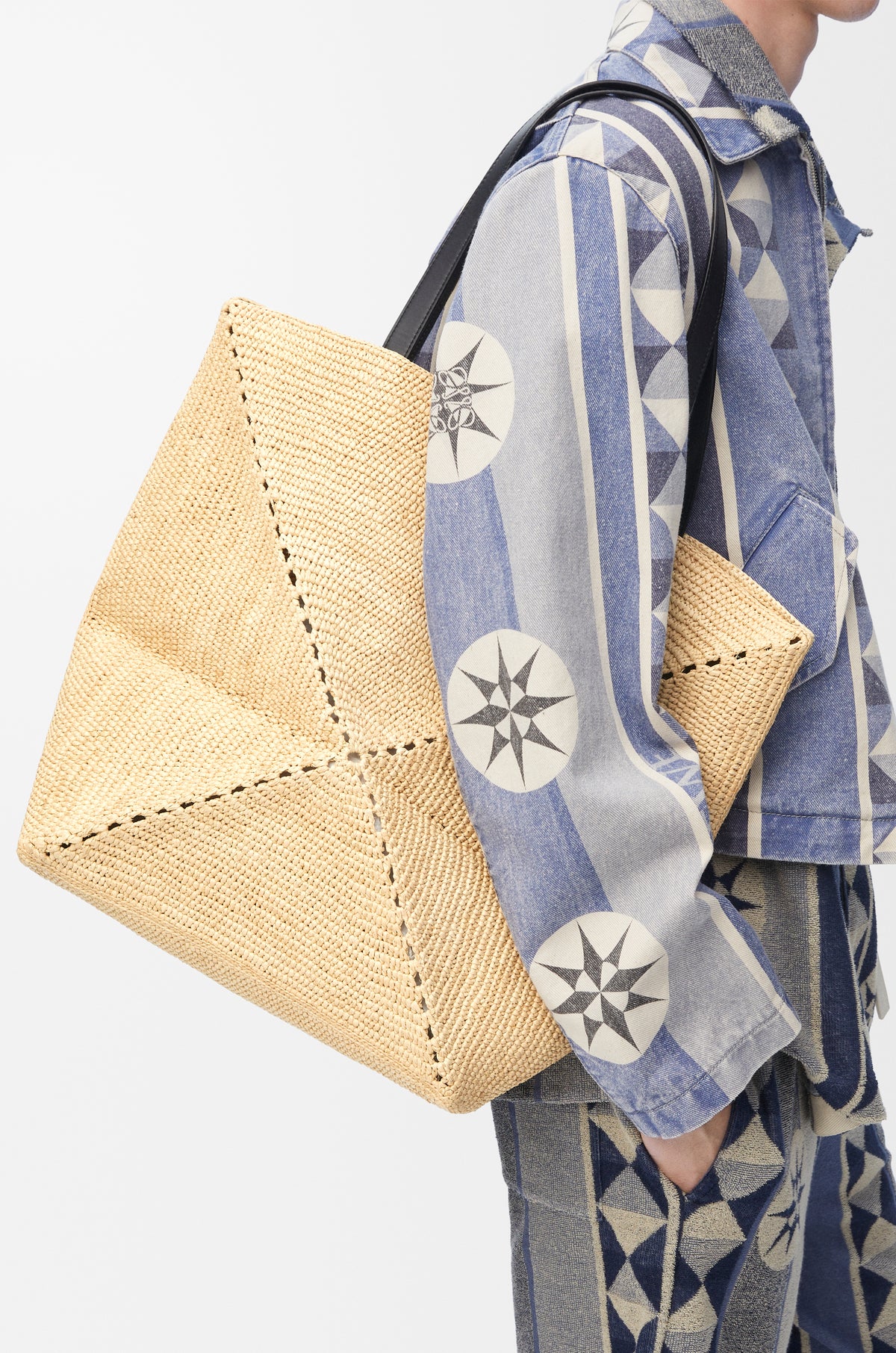 Loewe XL Puzzle Fold tote in raffia