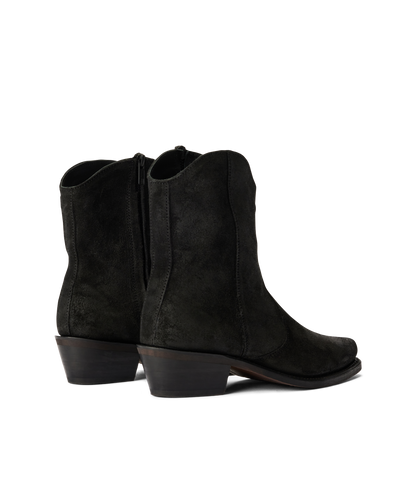 Etta boot black waxed suede leather