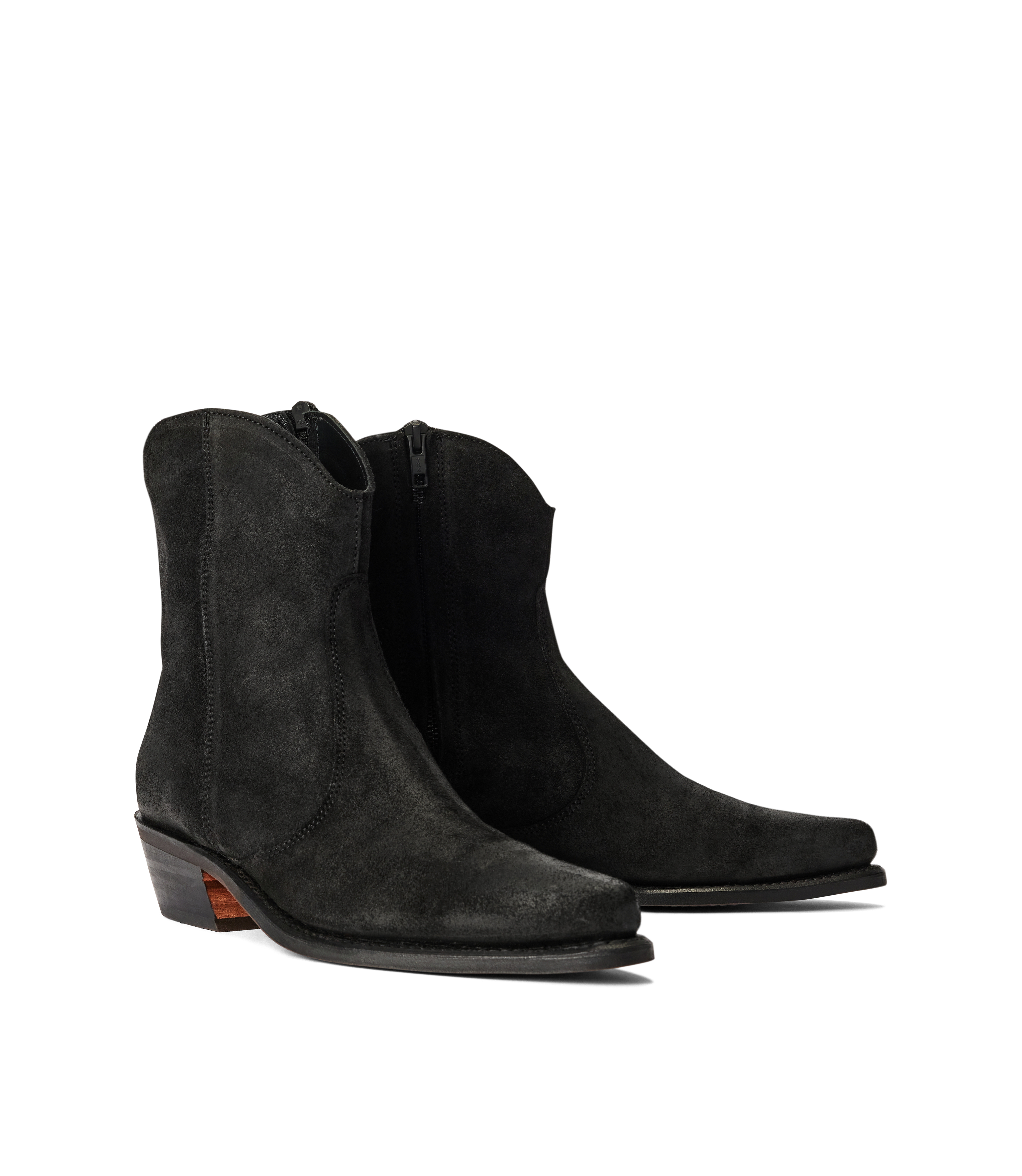Etta boot black waxed suede leather