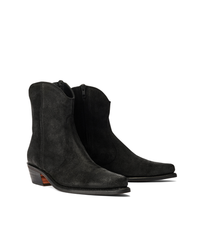 Etta boot black waxed suede leather