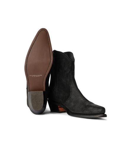 Etta boot black waxed suede leather