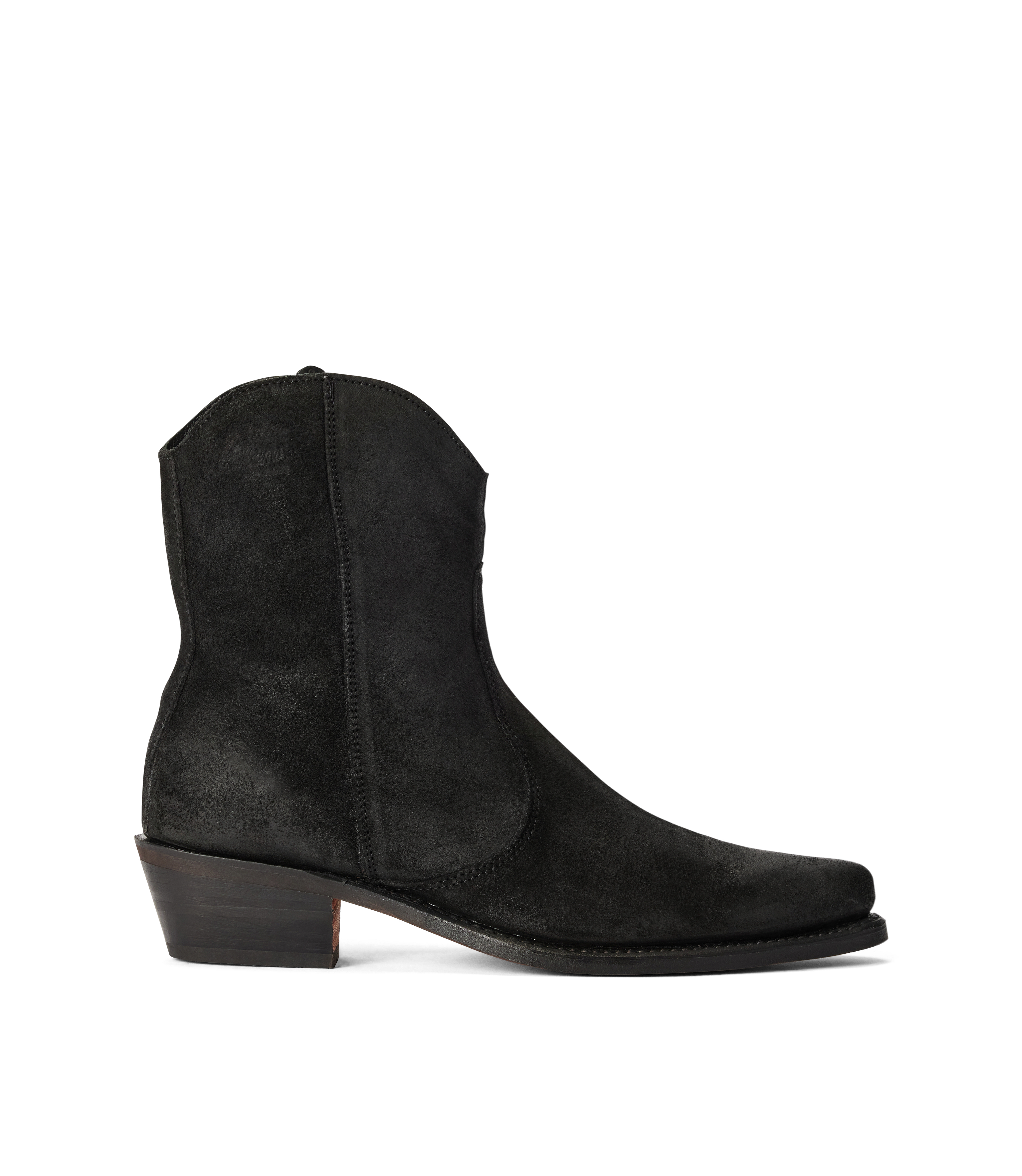 Etta boot black waxed suede leather