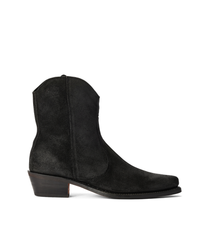 Etta boot black waxed suede leather