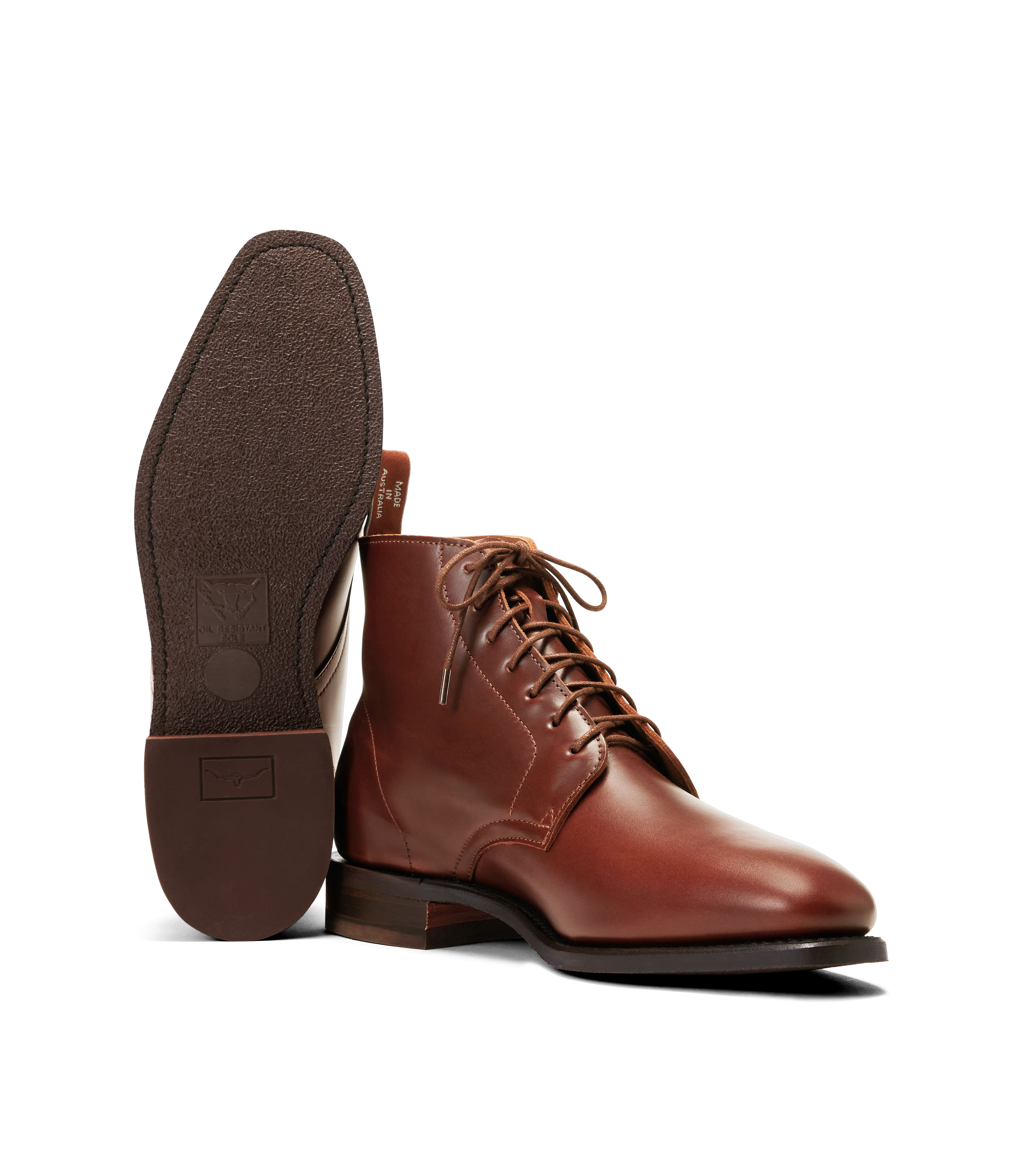 Craftsman Lace boot dark tan waxy pull-up leather