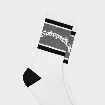 Godspeed Og Logo Striped Sock (White / Grey)