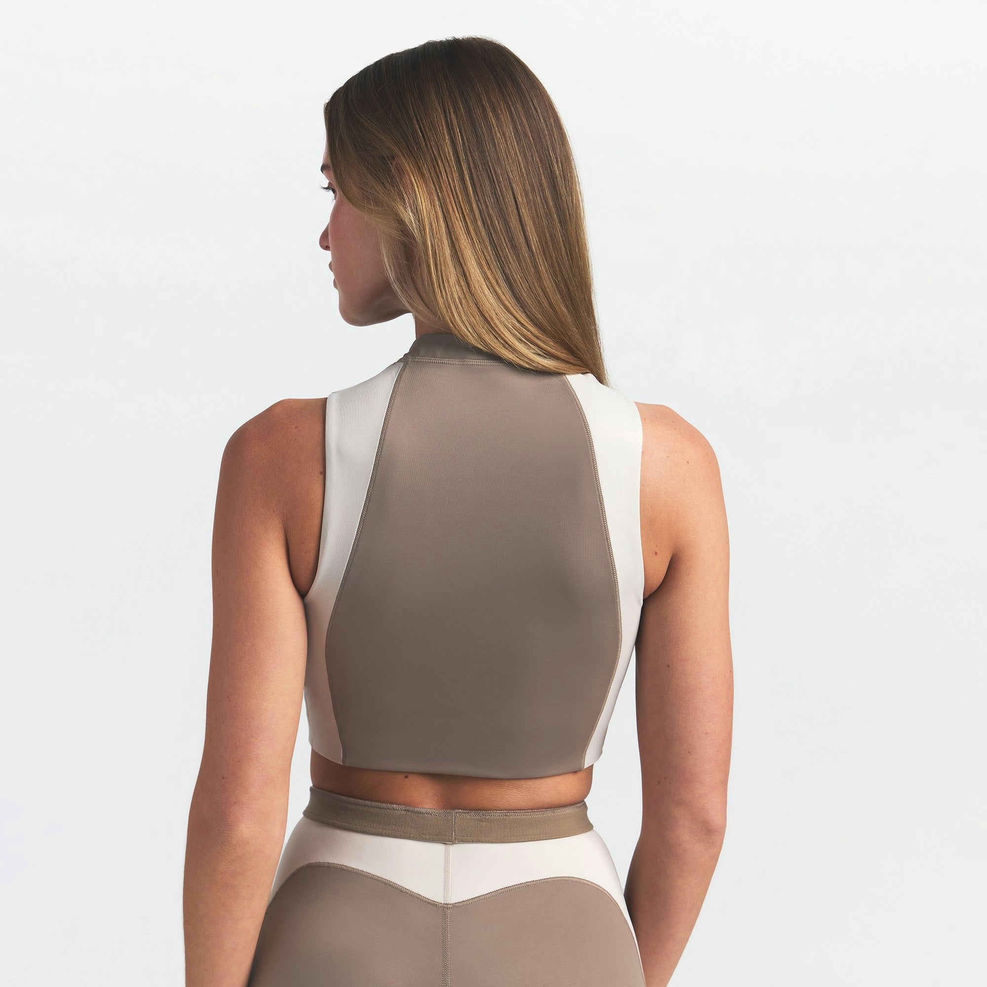 Skims Nikeskims Shine Front Zip Bra Truffle And Stone