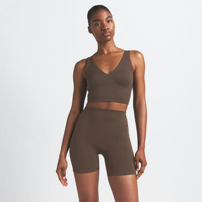 Skims Nikeskims Matte V-Neck Bra Top Dark Sepia