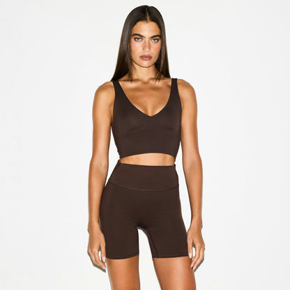 Skims Nikeskims Matte V-Neck Bra Top Dark Sepia