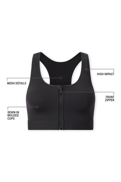 Fabletics Front Zip High Impact Sports Bra