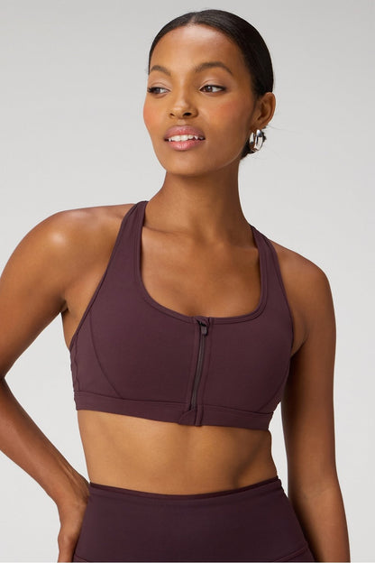 Fabletics Essential Front Zip Medium Impact Sports Bra