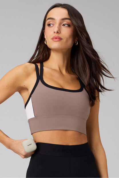 Fabletics Principal Color Block Longline Medium Impact Bra