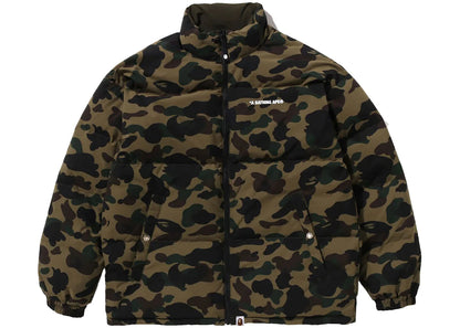 bape 1st camo reversible down jacket green
