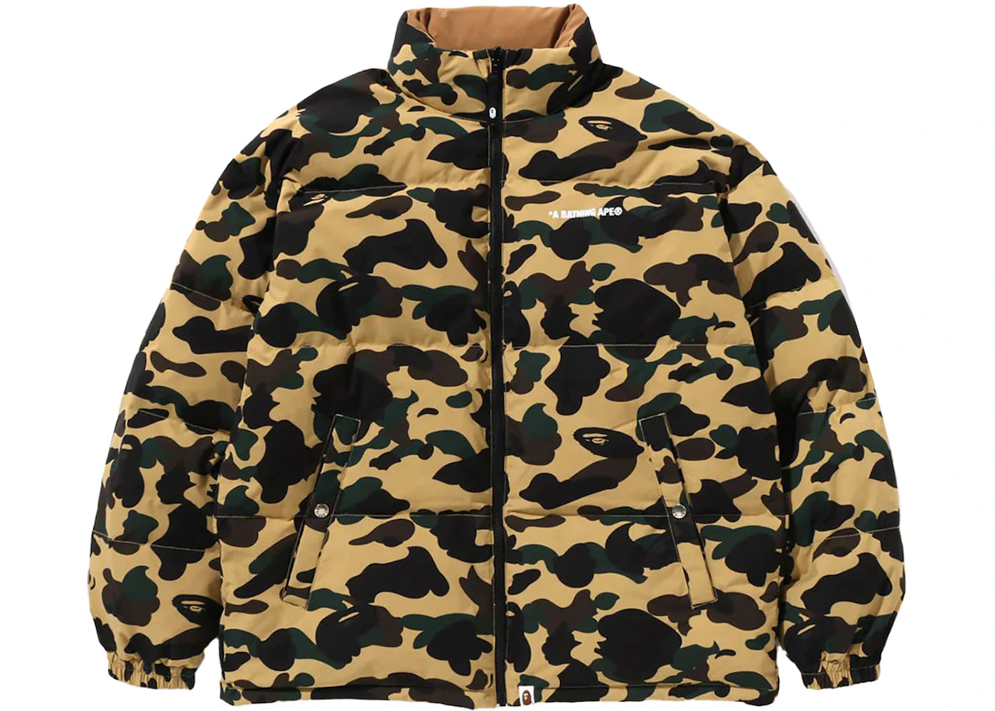 bape 1st camo reversible down jacket yellow