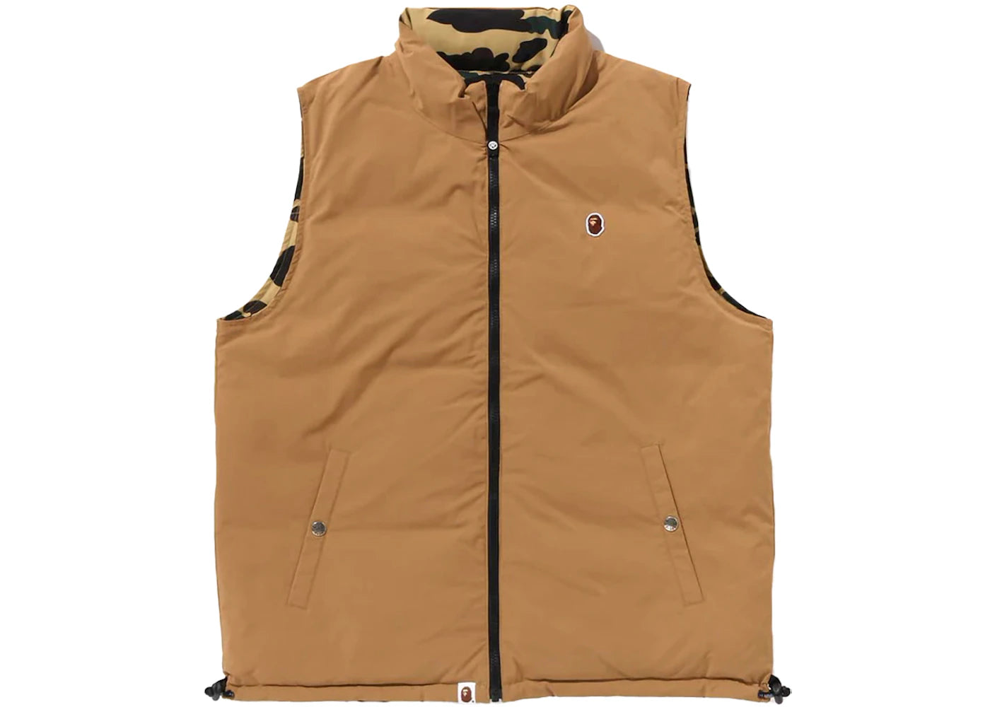 bape 1st camo reversible down vest (fw24) yellow
