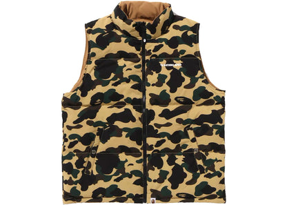 bape 1st camo reversible down vest (fw24) yellow
