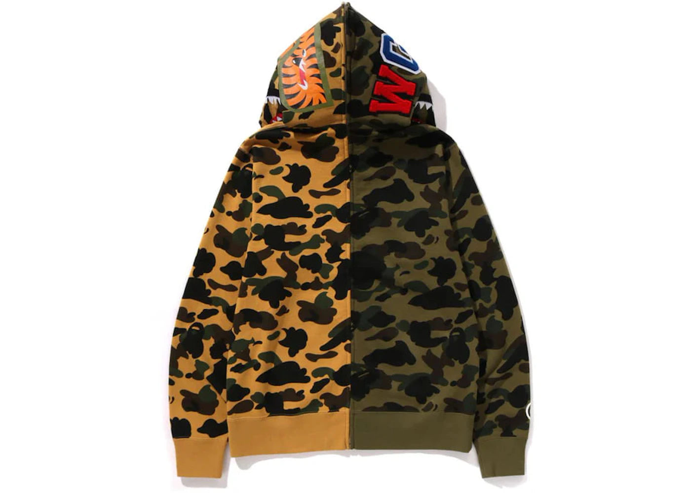 bape 1st camo separate shark full zip hoodie yellow