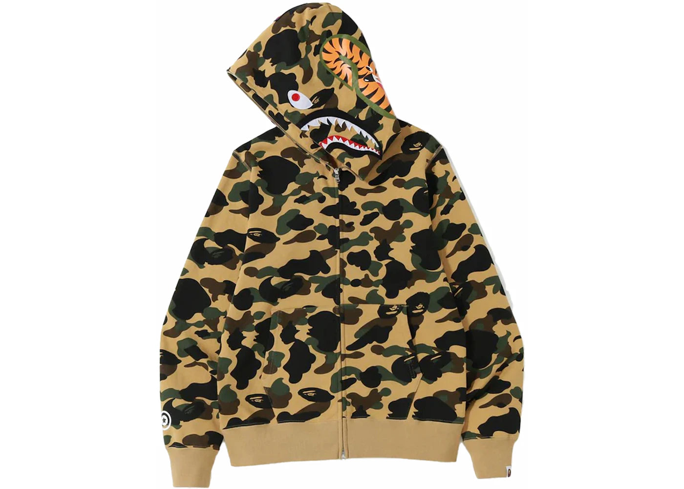 bape 1st camo shark full zip hoodie yellow