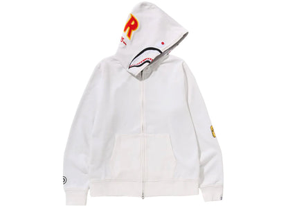 bape 2nd shark full zip hoodie white
