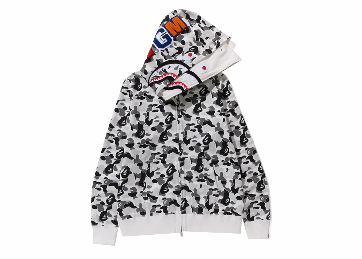 bape abc camo double shark full zip hoodie (fw23) grey