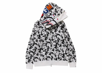 bape abc camo double shark full zip hoodie (fw23) grey