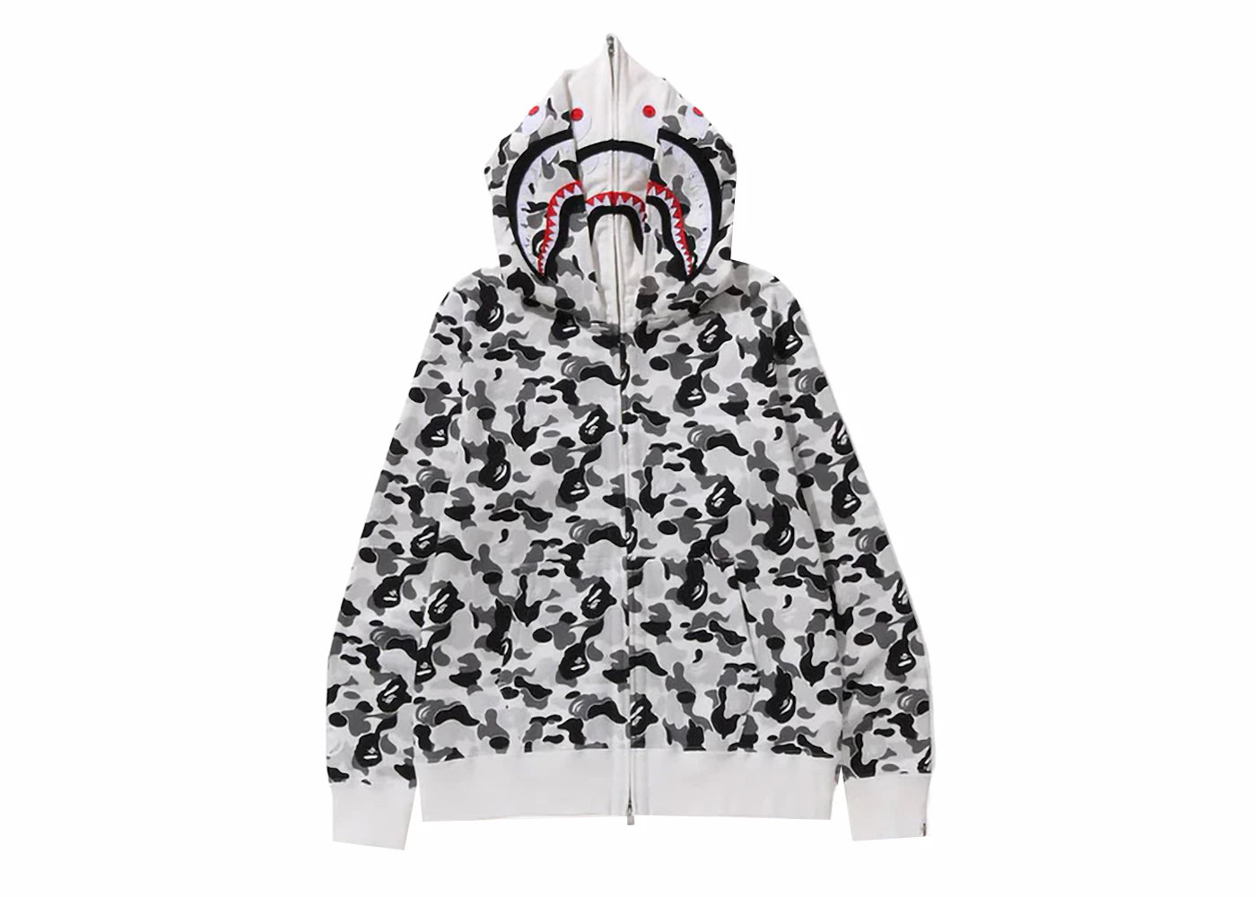 bape abc camo double shark full zip hoodie (fw23) grey