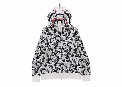 bape abc camo double shark full zip hoodie (fw23) grey