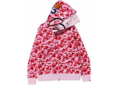 bape abc camo double shark full zip hoodie (fw23) pink