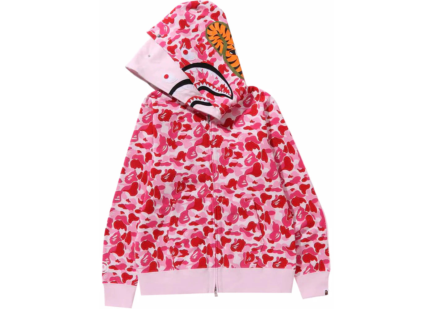 bape abc camo double shark full zip hoodie (fw23) pink
