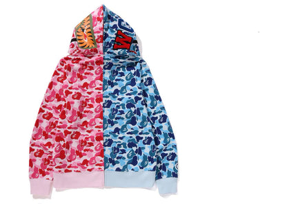 bape abc camo separate shark full zip hoodie blue