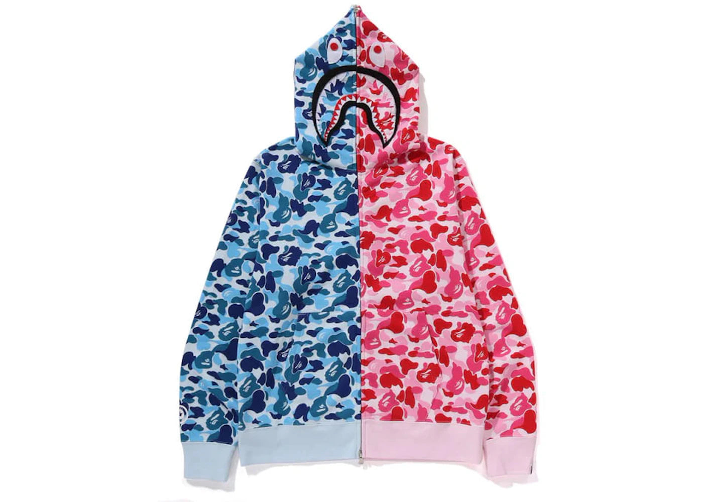 bape abc camo separate shark full zip hoodie blue