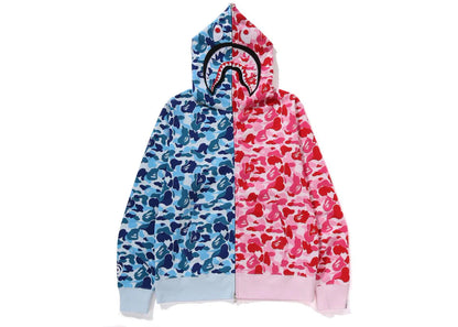 bape abc camo separate shark full zip hoodie blue