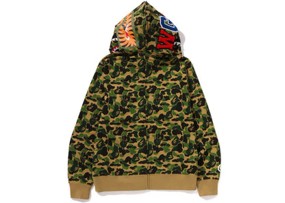 bape abc camo separate shark full zip hoodie green