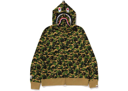 bape abc camo separate shark full zip hoodie green