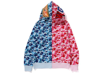 bape abc camo separate shark full zip hoodie pink
