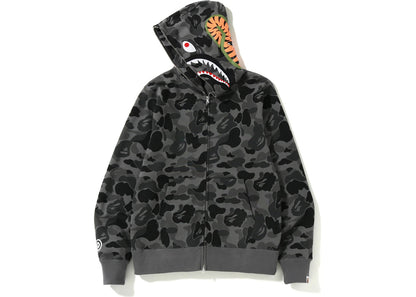 bape abc camo shark full zip hoodie black
