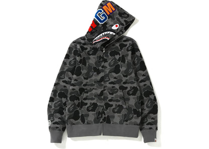 bape abc camo shark full zip hoodie black