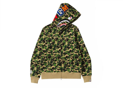 bape abc camo shark full zip hoodie green