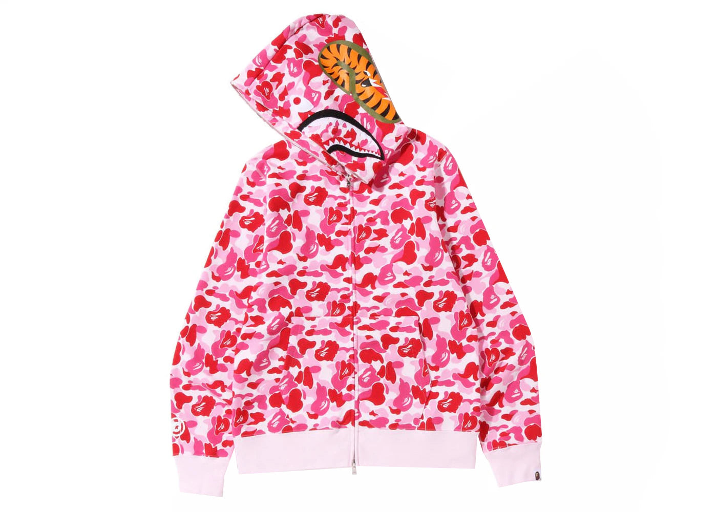 bape abc camo shark full zip hoodie pink