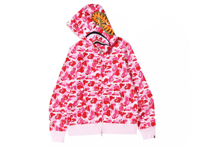 bape abc camo shark full zip hoodie pink