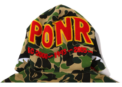 bape abc camo shark ponr full zip hoodie green