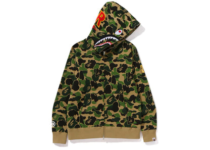bape abc camo shark ponr full zip hoodie green