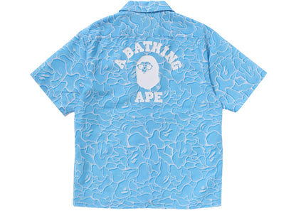 bape abc sea surface camo open collar s/s shirt blue