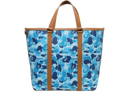 Bape Abc Camo Pu Ostrich Tote Bag Blue