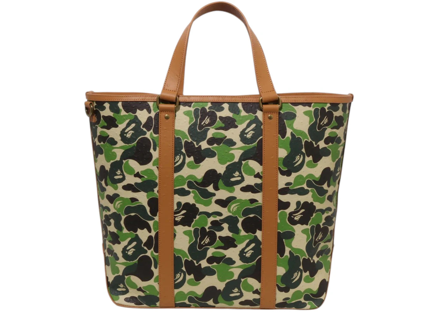 Bape Abc Camo Pu Ostrich Tote Bag Green