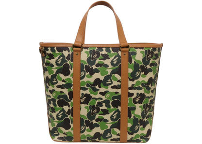 Bape Abc Camo Pu Ostrich Tote Bag Green