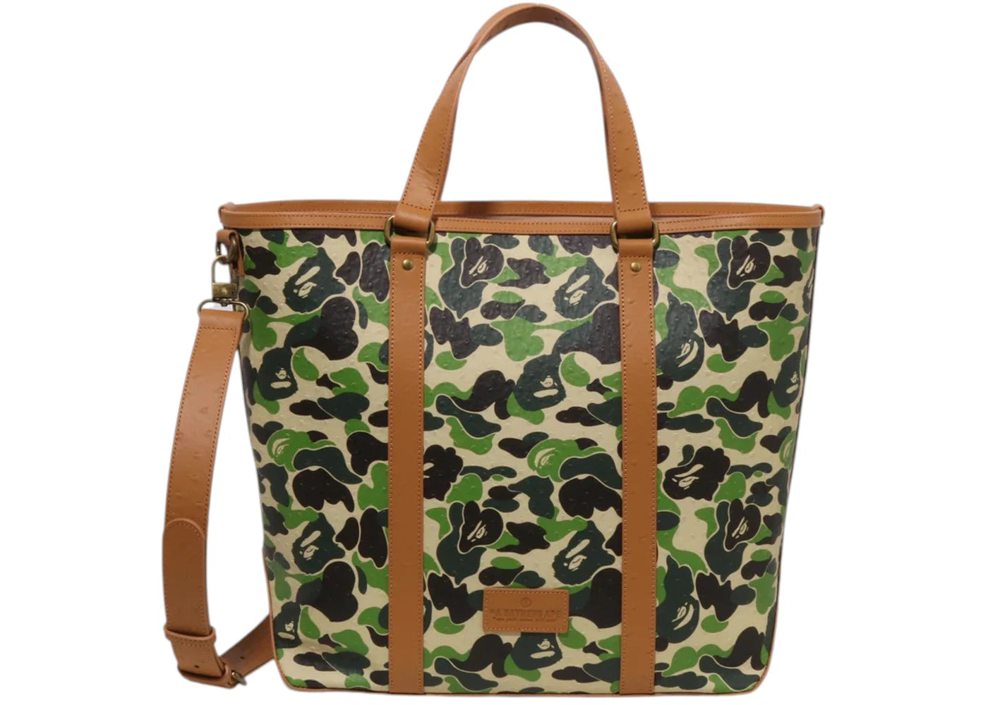 Bape Abc Camo Pu Ostrich Tote Bag Green