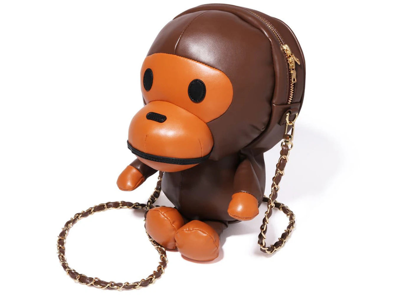 Bape Baby Milo Plush Doll Chain Shoulder Bag Brown